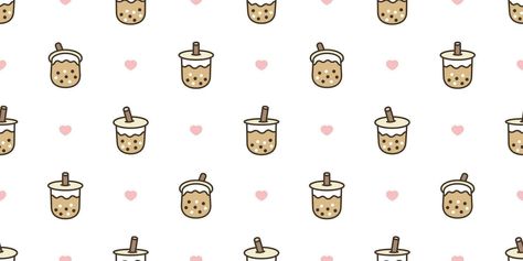 Milk Tea Background Design, Milk Tea Wallpaper Cute, Milk Tea Wallpaper, Boba Doodle, Boba Background, Boba Wallpaper, Repeat Wallpaper, Tile Background, Tea Wallpaper