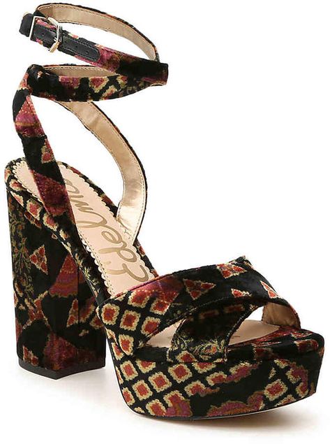 Sam Edelman Women's Mara Velvet Platform Sandal Velvet Sandals, Sam Edelman Sandals, Velvet Flats, Shoe Shine, Cute Heels, Tick Tock, Stevie Nicks, Gold Print, Shoe Closet