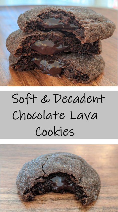 Chocolate Lava Cookies, Lava Cookies, Molten Chocolate Lava Cake, Molten Chocolate, Molten Lava, Chocolate Lava, Chocolate Lava Cake, Gourmet Cookies, Lava Cakes