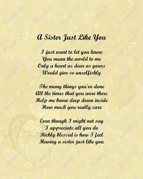 Big Sister Quotes And Poems. QuotesGram Poem For Sister On Wedding Day, What Is A Sister Poem, Cute Poems For Your Sister, Things To Say To Your Sister, Thank You Sister For Being There, To My Sister On Her Wedding Day, Poem For My Sister, Thank You Sister Quotes, Poem For Sister