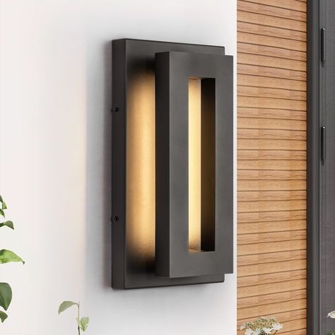 Modern House Lighting Outdoor, Modern Garage Lighting, Outdoor Lights On House, Modern Exterior Light Fixtures, Fireplace Wall Sconces, Modern House Lighting, Modern Outdoor Sconces, Sconces Outdoor, House Lighting Outdoor