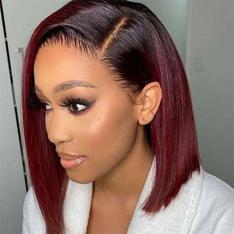 Lace Closure Bob, Ombre Bob, Side Part Hairstyles, Straight Wigs, 100 Human Hair Wigs, Straight Bob, Wig Lace, Short Bob Wigs, Bob Ross