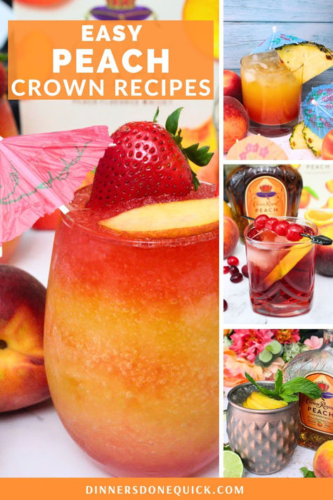 Discover 19 irresistible Crown Royal Peach cocktail recipes! From a refreshing Peach Whiskey Smash to a tantalizing Crown Peach Beach Drink, my collection has something for everyone. Impress your guests with delightful concoctions like the Peach Whiskey Sour, Crown Royal Flush, and Peach Old Fashioned. Dive into our Crown Royal Peach Daiquiri or Slushy Peach Lemonade for a cool, fruity twist. Pin and explore all the delicious recipes! 🍑🥃 #CrownRoyalPeach #PeachCocktails #EasyDrinkRecipes Peach Crown Recipes, Peach Paradise Cocktail, Peach Crown Royal Drinks, Peach Sidecar Cocktail, Peach Crown Royal Recipes Easy, Crown Peach Drink Recipes Easy, Peach Crown Drinks, Drinks With Peach Crown Royal, Peach Vodka Drinks Recipes