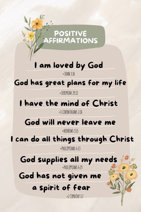 God Affirmations, Manifestation Prayer, I Am Loved, Christian Affirmations, Spirit Of Fear, Gratitude Affirmations, Affirmations For Women, Daily Positive Affirmations, Catholic Quotes