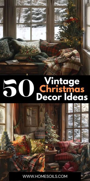 Explore 50 vintage Christmas decor ideas to bring nostalgic charm to your holiday celebrations. Discover classic ornaments, timeless accents, and retro-inspired designs perfect for creating a festive atmosphere. Transform your home with these enchanting holiday inspirations. Christmas Decor Ideas Family Room, Vintage Ski Lodge Christmas, 1940 Christmas Decorations, Christmas Vignettes Farmhouse, Christmas Ideas For Outside, Cottagecore Holiday Decor, Untraditional Christmas Decor, Christmas Decorations Apartment Ideas, Classic Christmas Porch Decor