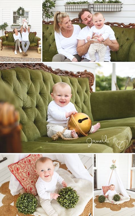 Farmhouse styled family Christmas photos, christmas photos, family photos, white Christmas, green and white Christmas photos, styled Christmas photos, what to wear family Christmas photos, country Christmas photos, lifestyle family christmas photos, christmas photo shoot, family photo shoot, relaxed Christmas photos, fun family Christmas photos, family Christmas photos on green lounge, baby Christmas photos, outdoor Christmas photos, outdoor family photos, christmas photo shoot, green white gold Outdoor Couch Christmas Photoshoot, Couch Mini Session, Christmas Couch Mini Sessions, Couch Family Photoshoot, Sofa Photoshoot, Indoor Christmas Photos, Couch Poses, Christmas Couch, Family Couch