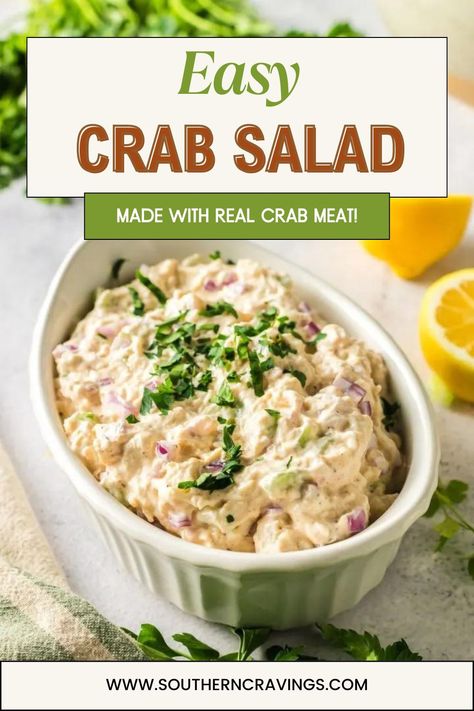 This easy-to-make crab salad is perfect for any occasion, especially summer get-togethers! Made with lump crab meat, fresh veggies, creamy sauce, and classic seafood seasonings, it’s packed with authentic flavors in every bite. It’s delicious on a hoagie roll, as a dip with crackers, or served on top of salad greens. Golden Corral Crab Salad Recipe, Crab Meat Salad Recipe, Easy Crab Salad, Lump Crab Meat Recipes, Dip With Crackers, Crab Meat Salad, Lump Crab Meat, Crab Pasta, Crab Salad Recipe