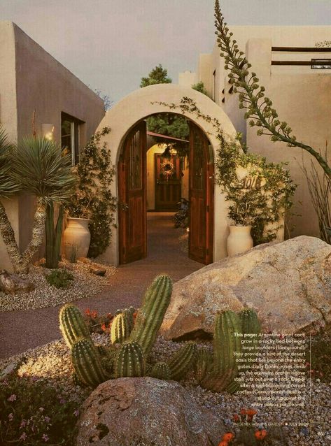 Front door/entrance Boho Glam Home, Rustic Mediterranean, Boundary Wall, Hacienda Style Homes, Spanish Mediterranean, Mexico House, Front Courtyard, Adobe House, Phoenix Homes