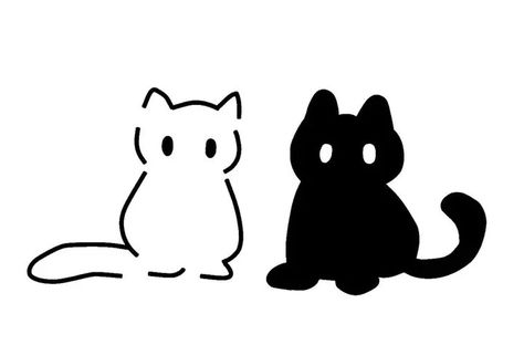 cats Simple Cat Illustration, Jumping Black Cat, Black Cat Doodles, Cat Minimalist, Cat Black And White, Black Cat Drawing, Kawaii Cat Drawing, Cat Doodle, Black And White Cat