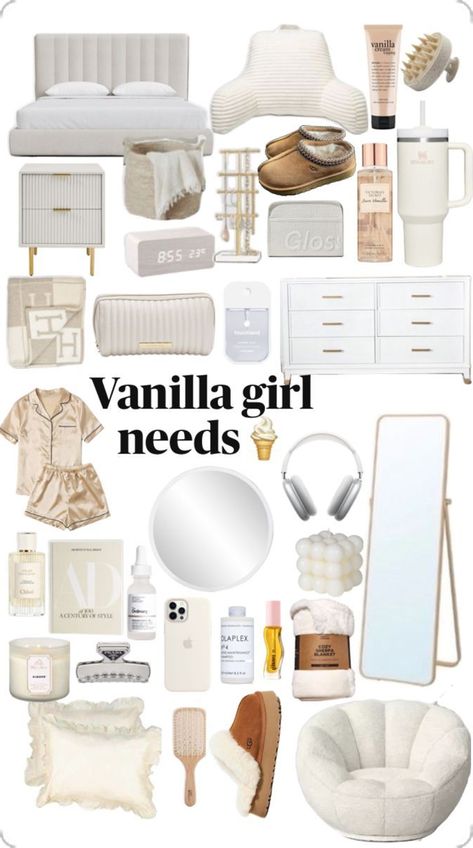 Vanilla Girl Room Inspo Aesthetic, Vanilla Girl Bathroom, Vanila Gril Room, Vanilla Girl Room, Vanilla Room, Room Wishlist, White Room Decor, Cute Bedroom Ideas, Room Redesign