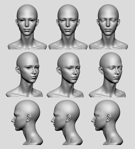 ArtStation - BJD doll head - Leo, Nayoun Keara Kim Head 3d Reference, Head Model Drawing, Bjd Head Sculpt, Face Reference 3/4, Head Reference Female, Woman Head Reference, 3d Head Reference, Head Model Reference, Female Head Reference