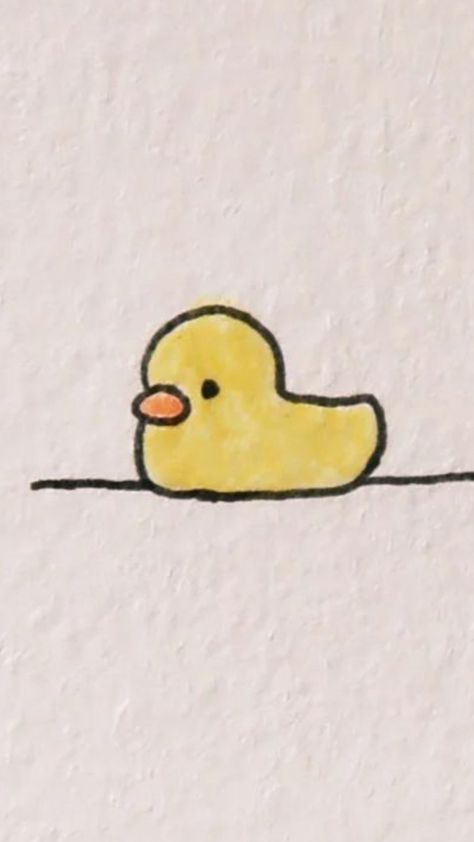 A cute and easy duck doodle I made in 1 min Cute Duck Doodle, Duck Doodle, Cute Duck