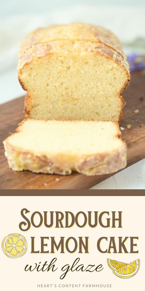 Don't discard that sourdough starter! Here's a delicious recipe for a lemon cake that will show you just how versatile your sourdough starter can be. This light and fluffy cake is perfect as a breakfast, snack, or dessert. Top with a sweet glaze for an extra special touch. Sourdough Lemon Cake With Glaze, Sourdough Starter Cake Recipes, How To Bake With Sourdough Starter, Sourdough Lemon Bundt Cake, Lemon Sourdough Cake, Sourdough Discard Lemon Cake, Well Made By Kiley, Simplicity And A Starter, Sourdough Recipes Not Bread