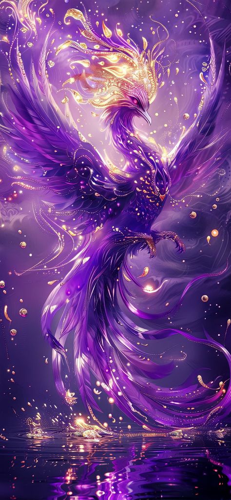 Beautiful Dragon Art Mythical Creatures, Purple Mythical Creatures, Beautiful Dragon Wallpaper, Purple Phoenix Art, Mystical Dragon Art, Mythical Creatures Wallpaper, Purple Dragon Art, Phoenix Creature, Phoenix Wallpapers