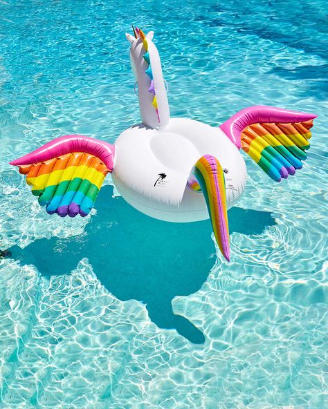 Float all day! Funboy Rainbow Unicorn Float Unicorn Pool Party, Summer Pool Floats, Unicorn Floaties, Swan Float, Unicorn Pool Float, Unicorn Float, Cool Pool Floats, Taman Air, Fantasy Unicorn