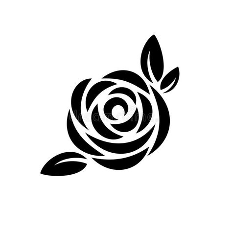 Rose flower with leaves black silhouette logo. Rose icon , #spon, #leaves, #flower, #Rose, #black, #icon #ad Aesthetic Drawings Sketches, Tattoo Stencil Designs, Rose Tattoo Stencil, Flower With Leaves, Rose Stencil, Aesthetic Drawings, Silhouette Logo, Easy Drawing Steps, Flower Silhouette