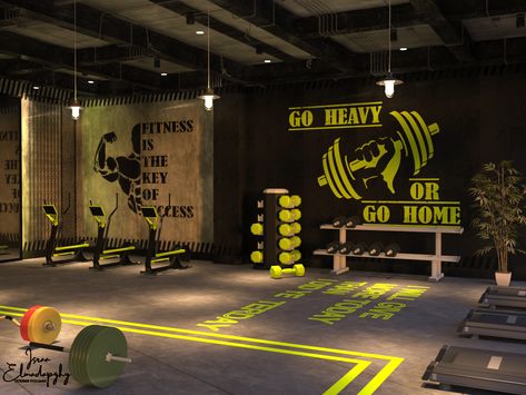 Gym Interior Wallpaper, Gym Wall Ideas Interior Design, Gym Wall Decor Interior Design, Crossfit Gym Design Interiors, Fitness Decoration Gym, Crossfit Design Interior, Gym Setup Ideas Commercial, Commercial Gym Interior Design Ideas, Personal Gym Design