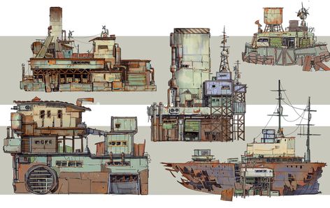 post apocalyptic world, dump, war game, sketches, power plant, rust Apocalyptic Town Concept Art, Post Apocalyptic Buildings Concept Art, Post Apocalyptic World Building, Post Apocalyptic Sketch, Post Apocalyptic Architecture, Post Apocalyptic Wasteland, Post Post Apocalyptic, Post Apocalyptic City Concept Art, Post Apocalyptic Buildings