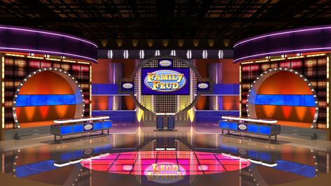 Family Feud Set, Chris Stretten on ArtStation at https://www.artstation.com/artwork/8qArn Family Feud Background, Family Feud Game Questions, Family Feud Questions And Answers, Family Feud Questions, Tv Game Show, Family Feud Game, Tv Advertising, Casino Slot Games, Tv Show Games