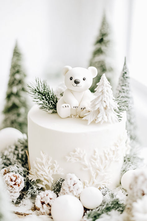 Arctic Birthday Cake, Polar Bear First Birthday Party, Winter Wonderland Gender Reveal Cake, Polar Bear Themed Baby Shower Ideas, Tiffany Christmas Decorations, Winter 1st Birthday Cake, Winter Baby Shower Dessert Table, Winter Wonderland Boy Baby Shower Ideas, Winter Onederland Cake Pops