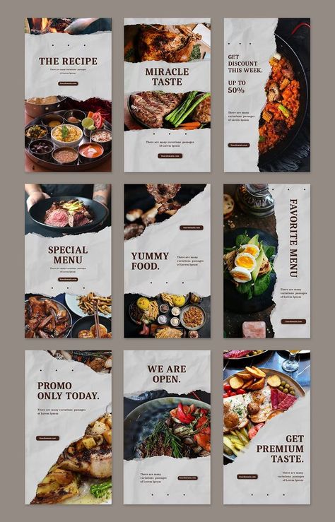 Chef Story Instagram, Menu Story Instagram, Food Review Instagram Story, Instagram Story Ideas For Restaurants, Food Feed Instagram Design, Menu Food Design, Instagram Food Story Ideas, Restaurant Instagram Feed, Food Menu Design Ideas