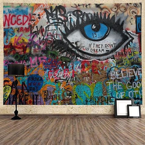 Graffiti Room Ideas, European Wallpaper, Urban Living Room, Wall Mural Decals, Stick Wall Art, Look Wallpaper, Graffiti Wallpaper, Graffiti Wall Art, Tapestry Art