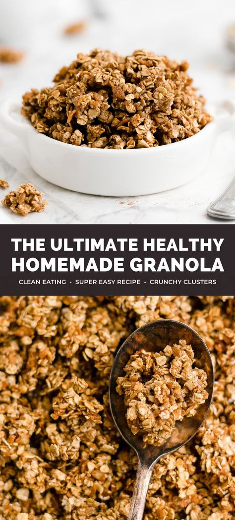 Eating Low Calorie, Low Calorie Granola, Cinnamon Granola Recipe, Granola Calories, Healthy Homemade Granola Recipe, Healthy Homemade Granola, Homemade Granola Recipe, Easy Homemade Granola, Homemade Granola Healthy