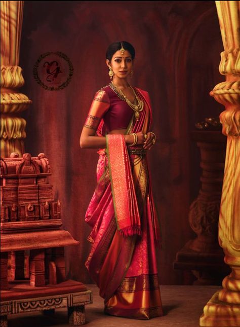 How To Style Kanjivaram Saree, Royal Look In Saree, Ravi Varma, Clothes Drawing, Royal Indian, Bride Ideas, Saree Wearing, Saree Wearing Styles, India Style