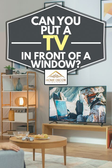 Tv Covering Window, Bay Window Tv Ideas, Tv Below Window, Tv Near Window Living Rooms, Corner Tv Between Windows, Window Tv Unit Living Rooms, Tv On Window Wall Living Room, Tv In From Of Window, Tv In Front Of Windows Living Room