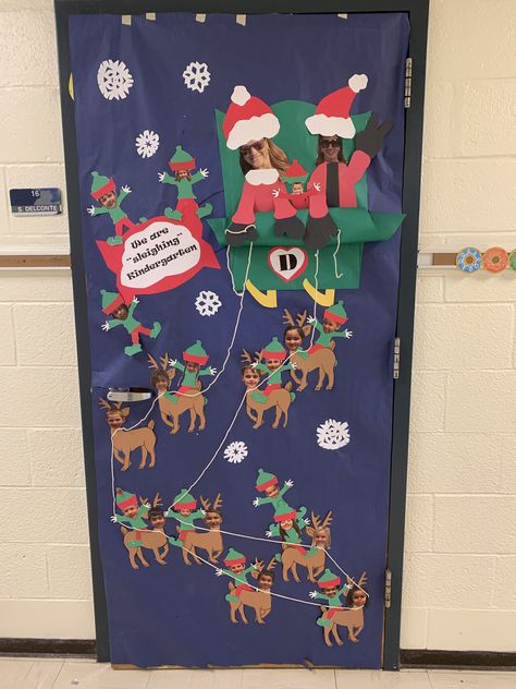 Reindeer Door Ideas, Door Wars Christmas, Christmas Door Decorations Doctors Office, Preschool December Door Ideas, Red Truck Christmas Classroom Door, Christmas Door Decorating Contest Daycare, Christmas Tree Door Ideas For Classroom, Christmas Doors For School Contest, Christmas Prek Door Decorations