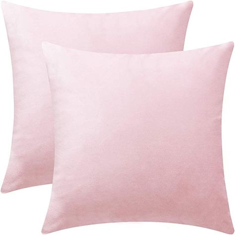 Amazon.com: DEZENE Throw Pillow Covers, 2 Pack Super Soft Velvet Decorative Pillow Cases, Luxury Accent Rectangular Pillowcases, Square Cushion Covers for Farmhouse,Couch,Sofa, 18 x 18 Inch, Baby Pink: Home & Kitchen Bedding Throw Pillows, Light Pink Pillows, Preppy Pillows, Pink Velvet Pillow, Pink Pillow Cases, Room Wishlist, Pillows For Sofa, Pink Bedroom For Girls, Throw Pillows Bedroom