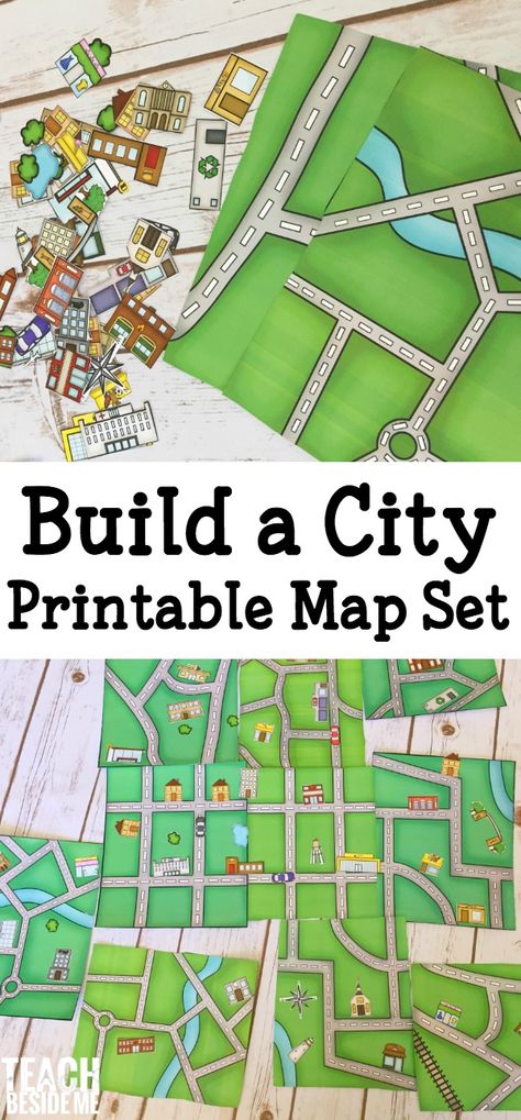 It’s time for some fun geography hands-on learning!  I love mapping activities and have put together a fun printable set to build a city map. This fun printable set is 15 pages long and includes 5 different map pages (each in color and black and white). It also includes 2 pages of buildings, cars, trees, and ponds … Teaching Social Studies, Build A City, Geography Activities, Kindergarten Social Studies, Homeschool Geography, Map Printable, Geography Map, Map Activities, Map Skills