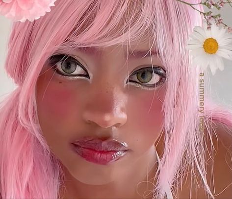 Kawaii Eye Makeup, Kawaii Core Makeup, Sakura Makeup, Kawaii Makeup Looks, Cute Pink Makeup, My Melody Makeup, My Melody Inspired Makeup, Pink Gyaru Makeup, Kawaii Makeup Aesthetic