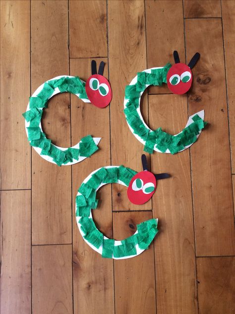 The Very Hungry Caterpillar Arts And Crafts, Crafts For Letter C Preschool, Activities For The Letter C Preschool, C Craft For Preschool, C Craft For Toddlers, Catipillar Toddler Art, C Week Preschool Activities, Letter C Caterpillar Craft Preschool, Hungry Caterpillar Crafts For Preschool