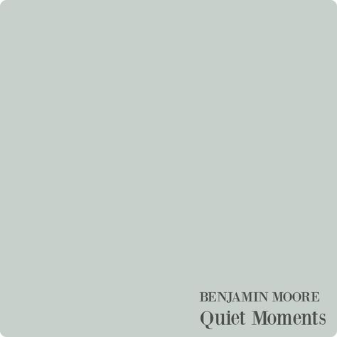 Benjamin Moore Quiet Moments paint color is a soft, blue-green gray to use for your interiors! Light Blue Green Gray Paint Colors, Soft Gray Blue Paint Colors, Muted Mint Paint Color, Serene Green Paint, Mint Green Benjamin Moore, Pale Green Grey Paint, Seaglass Benjamin Moore, Quiet Moments Benjamin Moore Bathroom, Bm Quiet Moments Paint