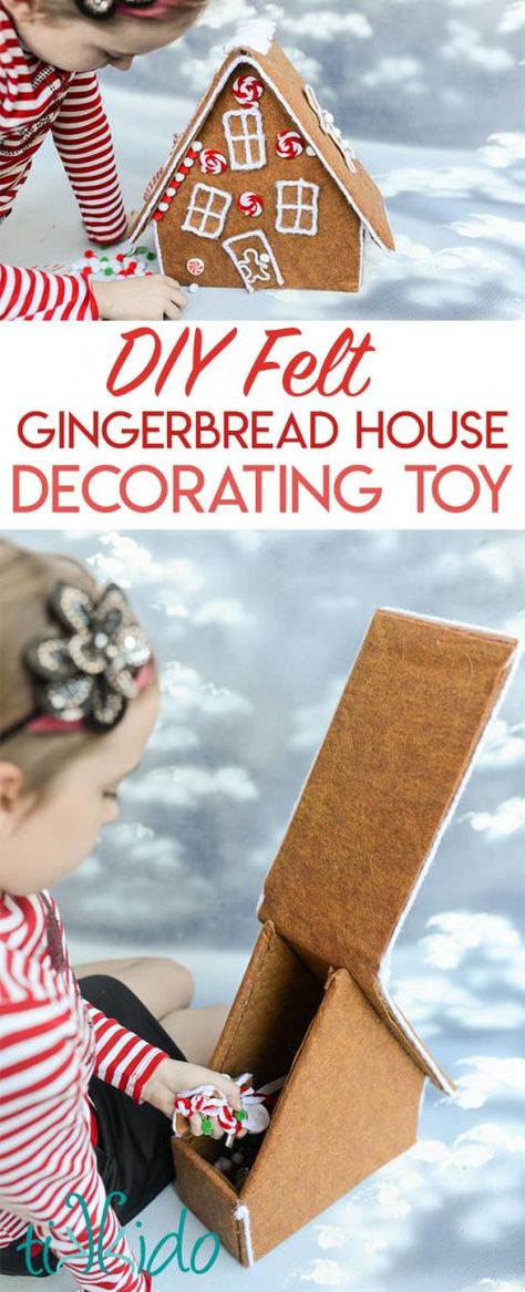 DIY Felt Gingerbread House Decorating Toy Tutorial Felt Gingerbread House, Gingerbread House Decorating, Ideas For House, Felt Gingerbread, Gingerbread House Decorations, Diy Felt, House Decorations, House Decorating, 3d Christmas