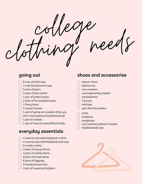 College Room List, Going Home From College Packing List, College Wardrobe Checklist, List For College Freshman, Ultimate College Packing List Dorm Room, College Freshman Essentials, College Essentials Outfits, University Essentials Clothes, Clothes For College List