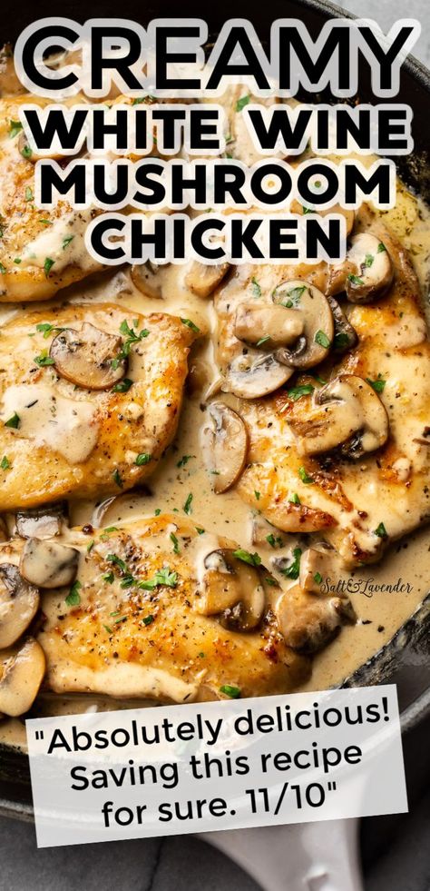 Creamy White Wine Mushroom Sauce, Creamy Garlic Chicken And Mushrooms, Chicken And Mushrooms In Wine Sauce, Chicken Mushroom Sauce Recipes, Creamy Chicken And Mushroom Casserole, Chicken Bianco Recipe, Creamy Chicken In White Wine Sauce, Chicken Mushroom White Wine Sauce, Chicken And Mushrooms In A Garlic White Wine Sauce