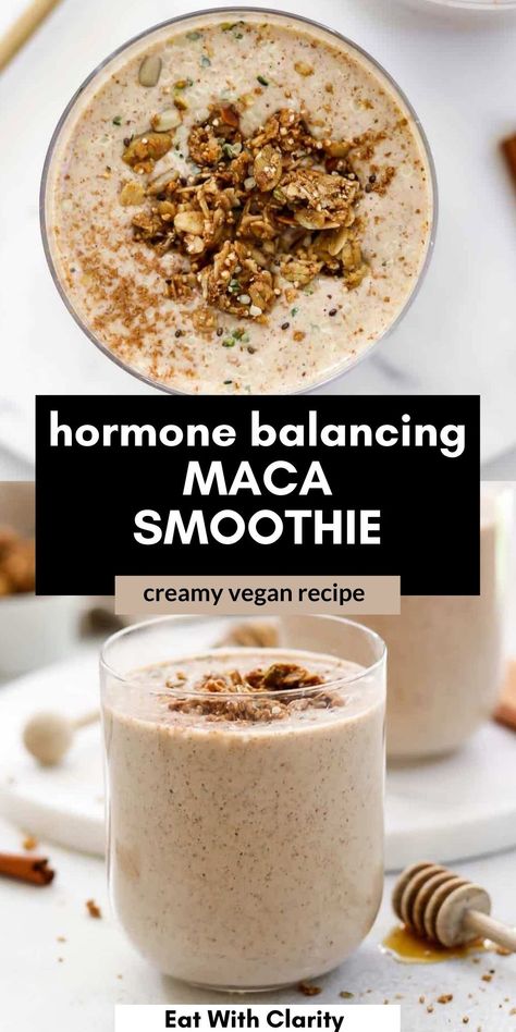 Vegan Smoothies, Maca Recipes, Hormone Balancing Smoothie, Maca Smoothie, Dairy Free Smoothies, Vegan Smoothie, Best Smoothie, Healthy Hormones, Hormone Health