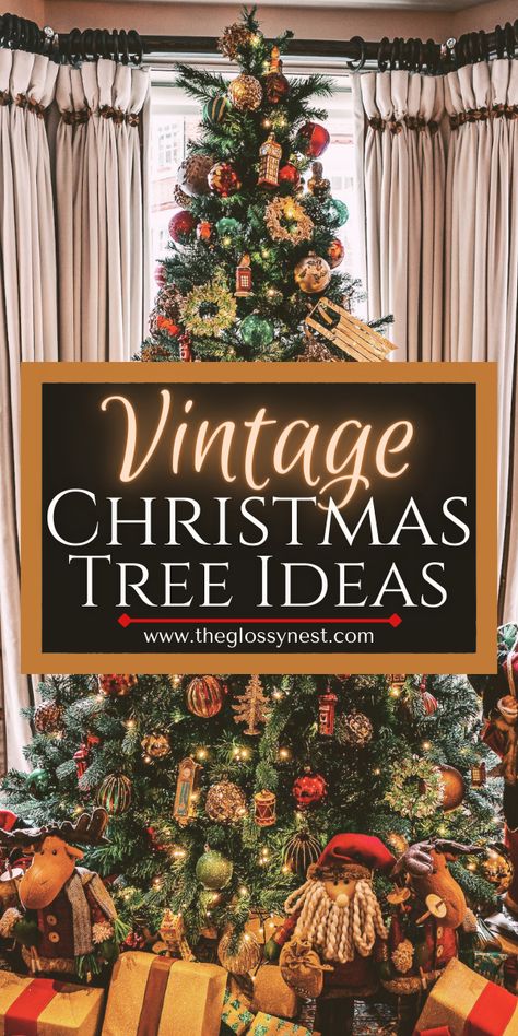 vintage christmas tree with old world ornaments, santa figurines Multi Colored Tree Lights, Vintage 70s Christmas Decorations, Red Green And Gold Christmas Tree With Colored Lights, Xmas Tree With Colored Lights, Christmas Tree Themes Colored Lights, Color Light Christmas Tree Ideas, Christmas Trees With Multicolored Lights, Colored Lights On Christmas Tree, Christmas Tree Decor With Colored Lights