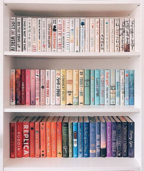 #shelfie #colorcodedbookshelf #rainbowbookshelf #books Dream Library, Books In Bookshelves, Bookshelves By Color, Nerdy Bookshelf, Colorful Bookshelves, Aesthetic Bookshelves, Lots Of Books, Bookshelf Inspiration, Books Library