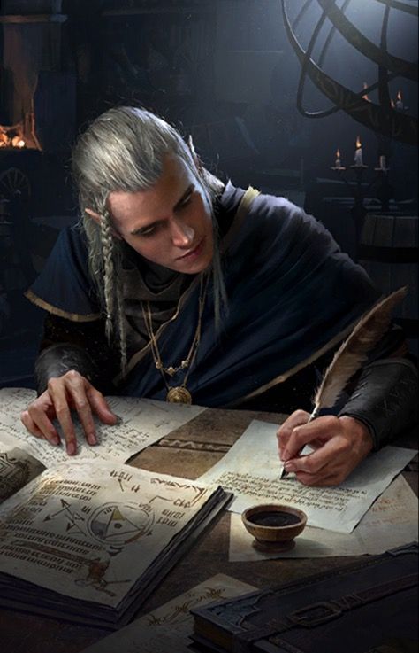 Elven scribe (Pengolodh?) Art by Bryan Sola Male Elf, High Elf, Legolas, Arte Fantasy, Fantasy Rpg, Fantasy Inspiration, Medieval Fantasy, The Witcher, Fantasy Artwork