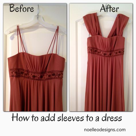 step by step tutorial: how to add sleeves to a strapless dress Adding A Gusset To A Dress, How To Make A Strapless Dress Modest, Add Sleeves To Halter Dress, Add Straps To Dress, How To Add Straps To A Dress, Adding Straps To Strapless Dress Diy, Adding Sleeves To A Dress, How To Make A Spaghetti Strap Dress Modest, Add Sleeve To Spaghetti Strap Dress