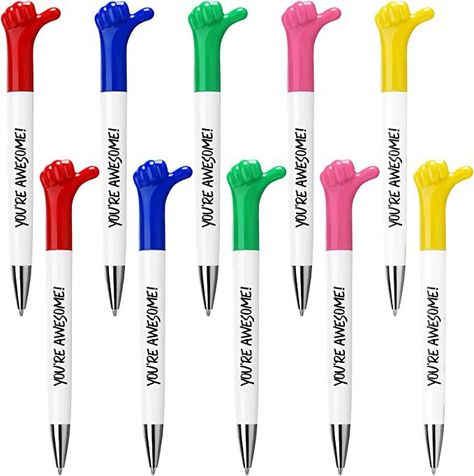 Ample Amount to Use: you will receive 25 pieces thumbs up thank you pens in 5 colors, red, dark blue, green, yellow and rose red, 5 of each color; The number and color are enough for you to give to your coworkers, students, classmates, teachers, family, friends, colleagues and more the cute appreciation gifts for coworkers featuring gesture pen cap design, lovely and generous, printed with the beautiful [you're awesome] words, which can be applied as gifts for friends Thanksgiving Employee Gifts, Housekeeping Week, Thanksgiving Appreciation, Memo Writing, Staff Appreciation Gifts, Volunteer Gifts, Staff Gifts, Staff Appreciation, Back To School Gift