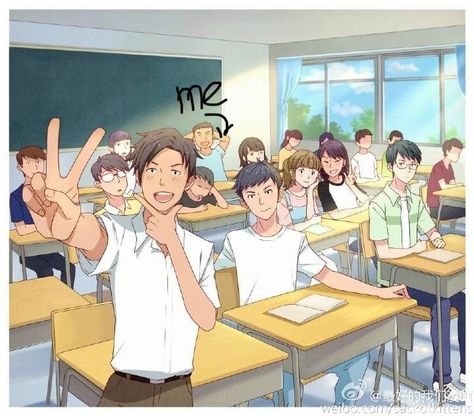 Anime School Friends Group, Anime Students Group, Anime Group Of Friends Schools, My Dream School Drawing, School Life Anime, Anime Group Of Friends, Place In Society, School Life Memories, Photo Manga