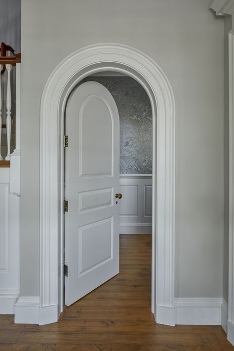 Black Arched Doors Interior, Arched Back Door, Modern Arched Door, Arched Doors Interior Living Rooms, Room Door Frame Design, Arch Top Door, Arched Door Trim, Round Top Door Interior, Arched Internal Doors