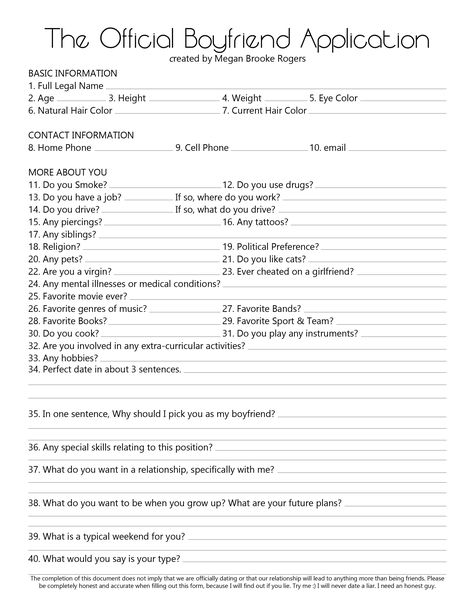 Boyfriend application created by my step-daughter Best Friend Application, Girlfriend Application, Boyfriend Application, Relationship Contract, Friend Application, Dating Application, Dating My Daughter, Funny Relationship Memes, Dear Future Husband