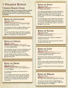 Pot Of Awakening Dnd, Spell Scrolls Dnd, Magic Curses Ideas, Seven Deadly Sins Dnd 5e, Jujutsu Kaisen Dnd Homebrew, Dnd Homebrew Spells 5e, Dnd Magic Items Homebrew Ring, Dnd 5e Cursed Magic Items, Dnd Curse Ideas