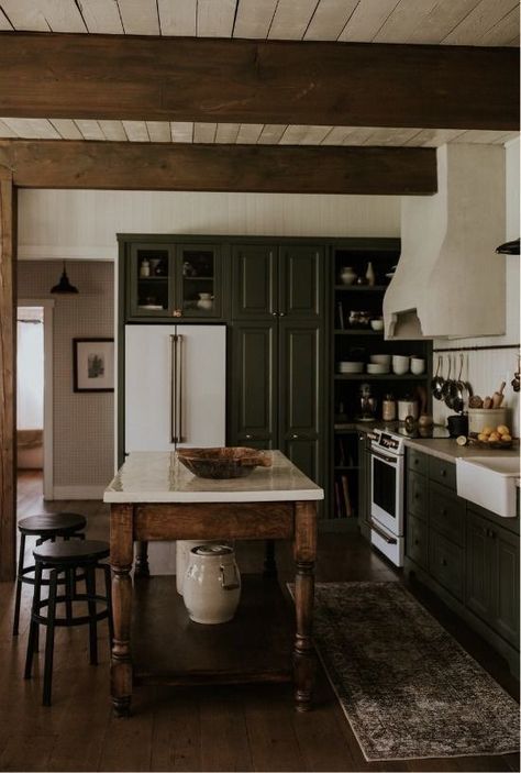 Green Cabinets, Kitchen Farmhouse, Interior Aesthetic, Green Kitchen, Slow Living, Dream House Decor, Rustic Kitchen, House Inspo, Dream Home Design