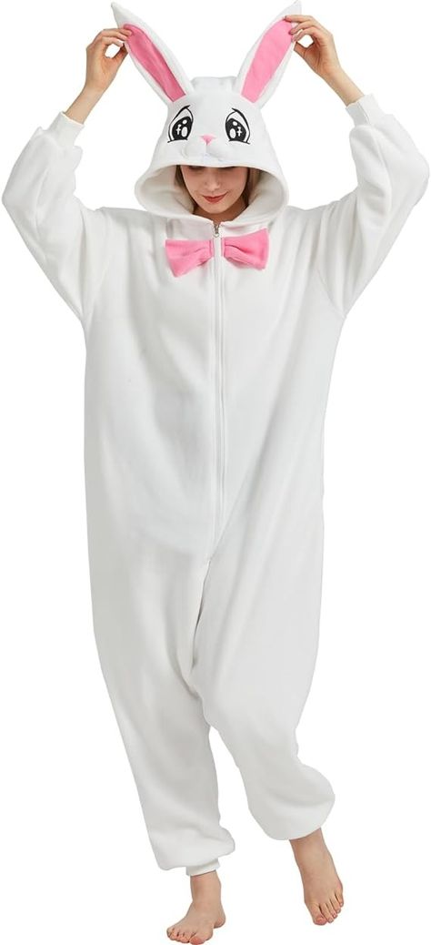 Amazon.com: YEKRUTCOS Unisex Adult White Bunny Onesie Easter Rabbit Cosplay Costume Halloween Animal One-Piece Pajamas for Women and Men : Clothing, Shoes & Jewelry Easter Bunny Costume, Adult Onesie Pajamas, Bunny Onesie, Animal Cosplay, Pajama Costume, Rabbit Dress, Rabbit Costume, Pajamas Christmas, Animal Onesie